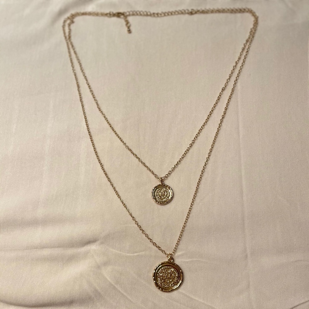 Double Gold Medallion Necklace